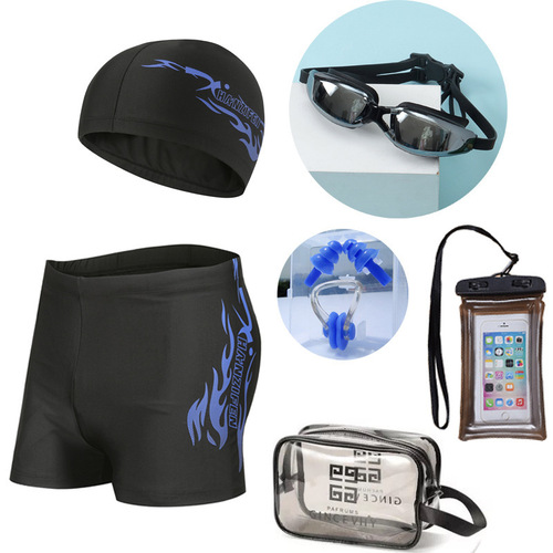 Swimming trunks men's suit shorts wholesale professional quick-drying men's boxer shorts swimming caps swimwear swimsuits for boys