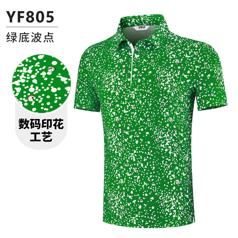 Tay ngắn chấm bi nền xanh [in kỹ thuật số/diệt khuẩn cấp 3A/hút ẩm nhanh khô/chống nắng mát] YF805