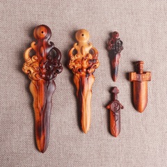 雷撃桃の木の剣桃の木の剣木製工芸品ハンドピース雷撃木の剣ペンダント子供の寝室