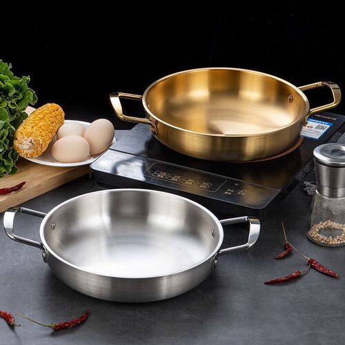 Korean-style multifunctional stainless steel ramen pot, single-person hot pot with golden double-ear dry pot, gas soup pot, seafood pot