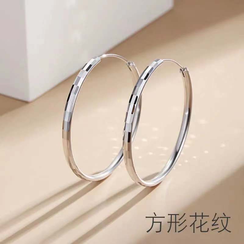 Trendy Pure Silver Square Hoop Earrings for Women, High-End Korean Style Pure Silver Ear Jewelry, Wholesale and Dropshipping