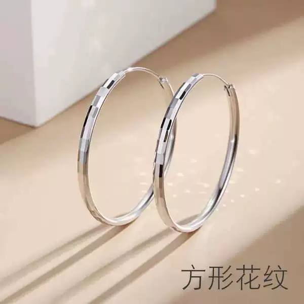 Trendy Pure Silver Square Hoop Earrings for Women, High-End Korean Style Pure Silver Ear Jewelry, Wholesale and Dropshipping