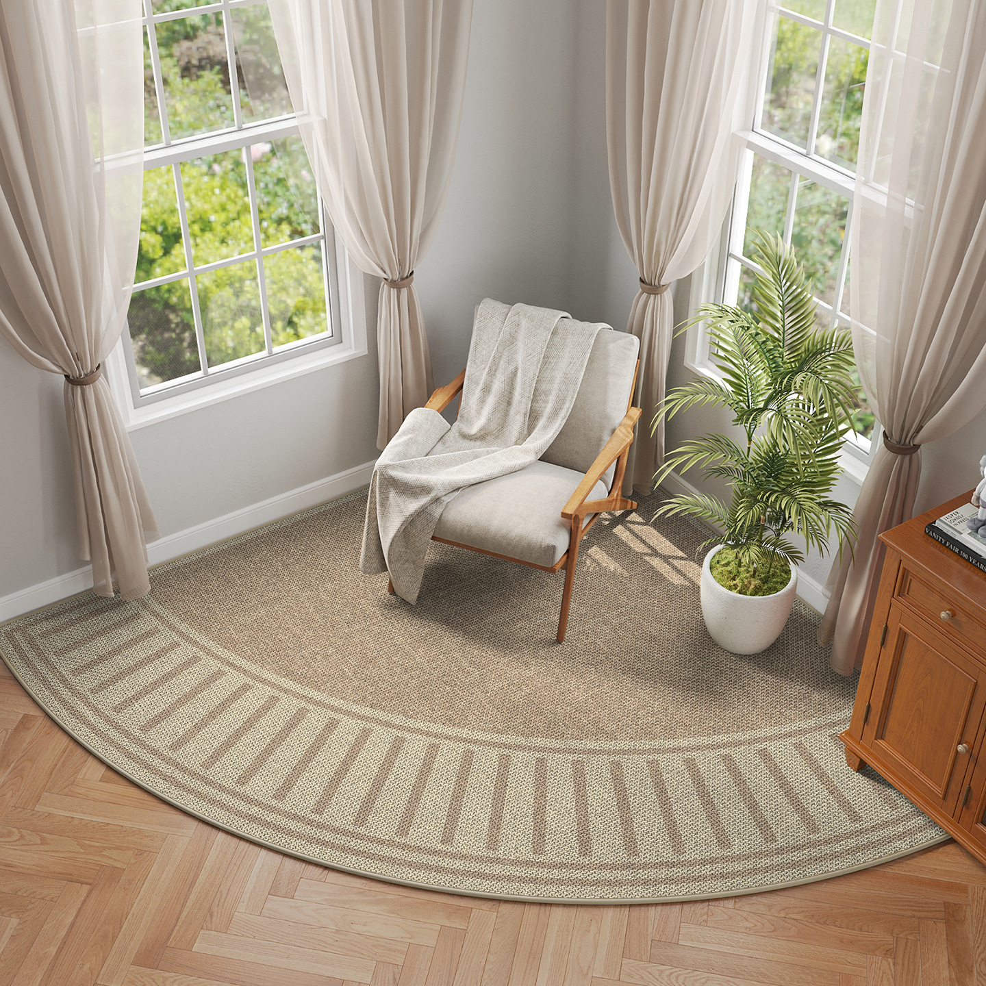 Luz de lujo en forma de ventilador dormitorio alfombra de cama suave a favor de la piel antideslizante resistente a la suciedad fácil de cuidar dormitorio decoración alfombra de pies