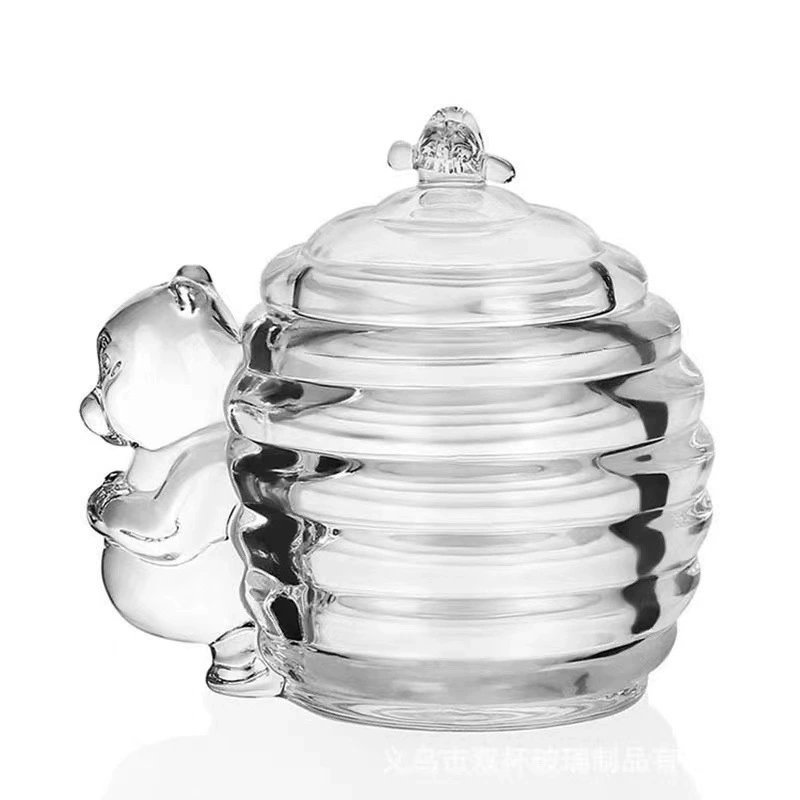 Ретро личность Стекло Привет конфеты банка декоративный ватный тампон для хранения коробки для хранения банки медведь с крышкой мед.