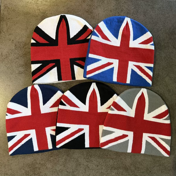 Autumn and Winter New European and American Style Jacquard British Flag Knitted Hat for Men and Women, Warm and Stylish Hip-Hop Beanie