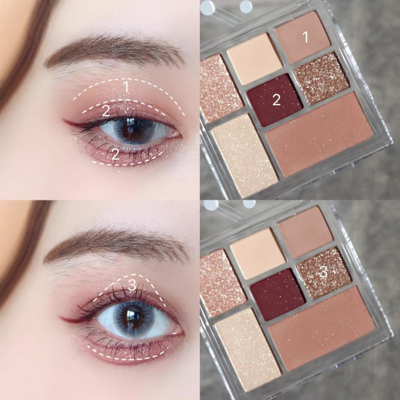 七色のつや消しのアイシャドーの皿の低い飽和の大きい地色の高い顔の値の怠惰な風の金華の化粧の化粧の平は多機能のアイシャドーに代わって|undefined