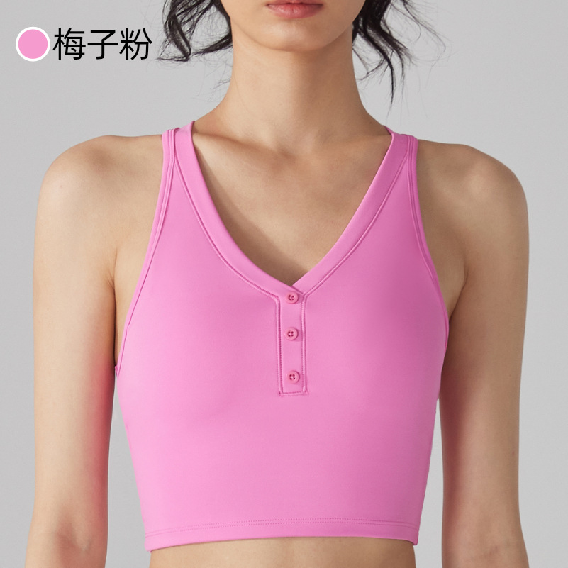 裸感抗菌スポーツ下着セクシークロス美背ランニングフィットネスヨガ胸パッドボタンストラップ