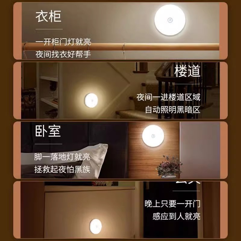 人間の自動感知ベッドサイドランプナイトライト 1 パック|undefined