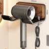 [Basic model] Thickened black walnut hair dryer bracket + wire trough - nail-free model