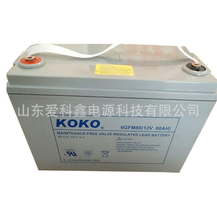 KOKO可可蓄电池6GFM100 12V100AH太阳能光伏直流屏铅酸电池