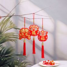 跨境爆款无纺布钱袋苹果袋 网红喜庆用品 春节氛围感门窗挂饰批发