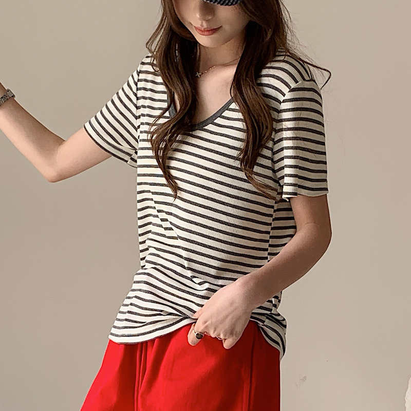 Sen Island Korean-Style Tencel Acetate U-Neck Short-Sleeve Women's 2026 Spring/Summer Casual Slimming Linen Top Basic Base T-Shirt Sen Island Korean-Style Tencel Acetate U-Neck Short-Sleeve Women's 2026 Spring/Summer Casual Slimming Linen Top Basic Base T-Shirt