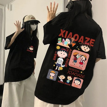 纯棉后包领 夏季新款情侣短袖日系卡通樱桃小丸子印花T恤男女款