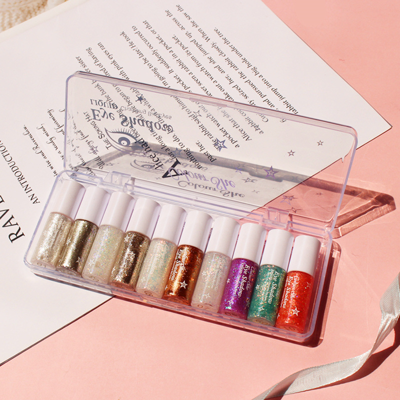 10色 Colour She迷人大眼液体眼影套装珠光细闪跨境高光眼影液|ru