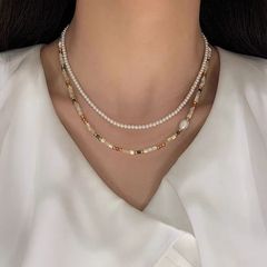 天然石淡水珍珠碧玺彩色多巴胺串珠项链女高级感轻奢小众锁骨颈链