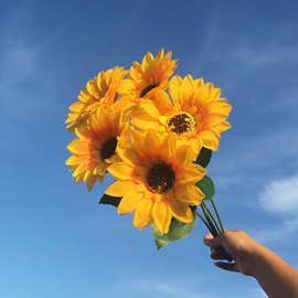 仿真向日葵把束 批发单支大号向日葵太阳花高档装饰花材工厂直销