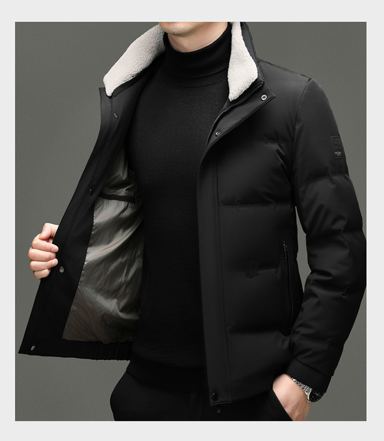 Men's Down Jacket With Fur Collar Thickened Winter Coat Loose Fit_voghion.com
