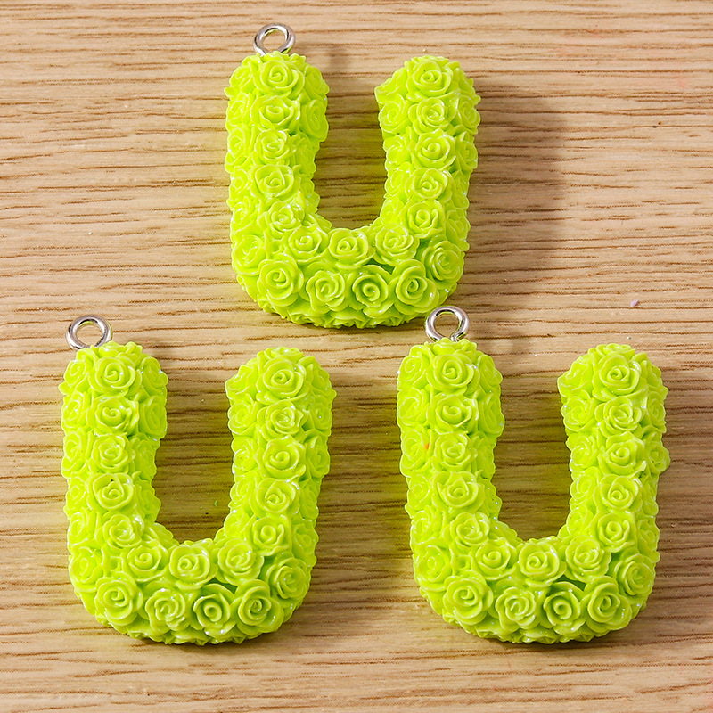30g Weight DIY Jewelry Accessories Classification 10 Pieces Quantity Plastic Material Letter, Rose Pattern Stoving Varnish Design Cartoon Style, Romantic Style 10 Pieces Plastic Letter Rose 23
