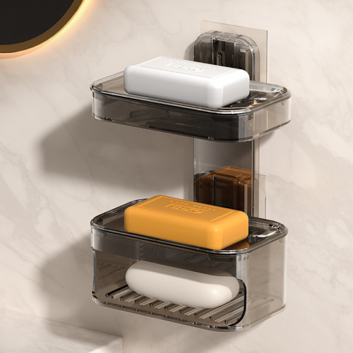 Soap Box Without Drilling Soap Storage Box Bathroom Shelf Rotating Wall Mounted Drainage High-End Toilet Home Use