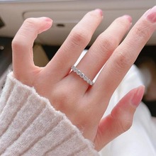 S925银戒指莫桑石排戒结婚指环百搭高级感跨境工厂外贸批发