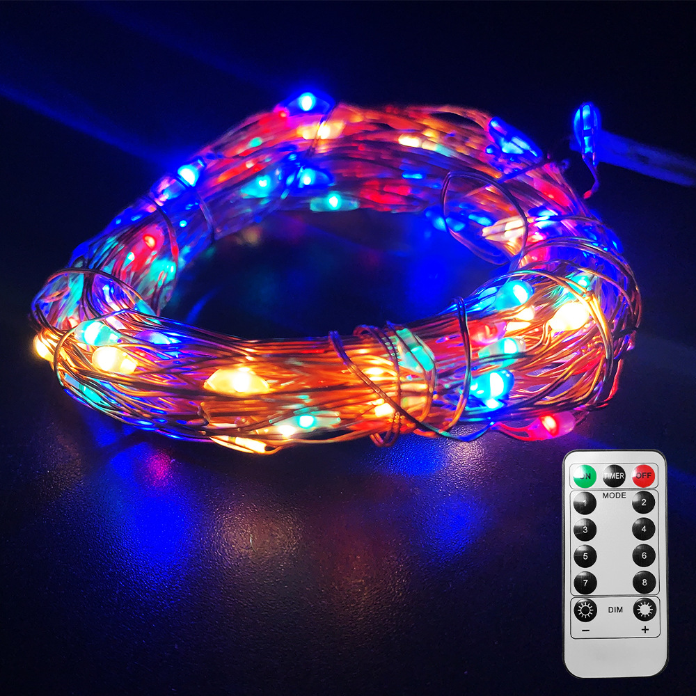 USB铜线8模式灯串 LED铜线灯户外装饰彩灯星星灯带小彩灯闪烁灯条