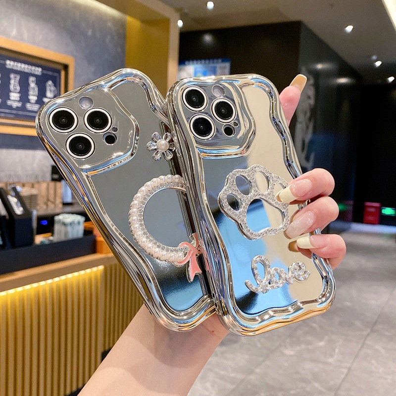 Luxury Silver Plated Pearl Mirror Phone Case For Iphone Series_voghion.com