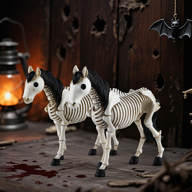  New Halloween Skeleton Skeleton Horse Ornaments Creative Desktop Ghost Festival Atmosphere Arrangement Resin Decoration Gifts