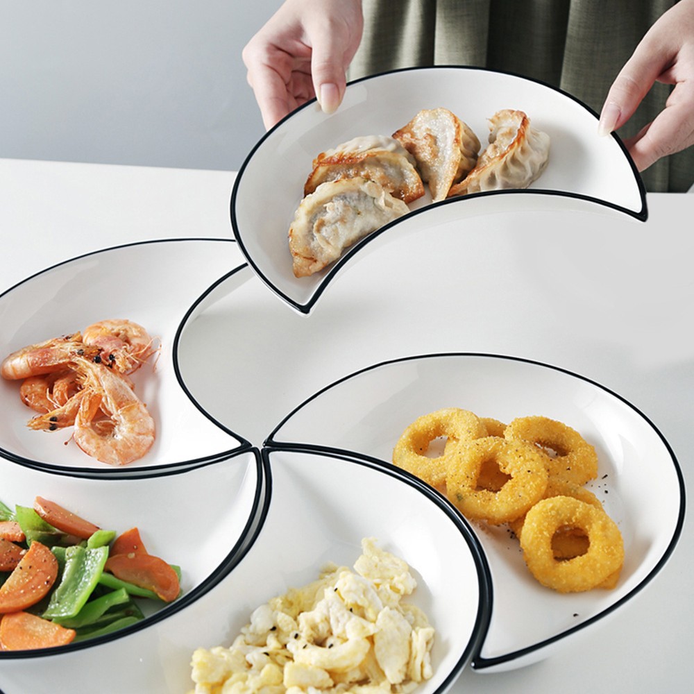 New Year Tableware Plate Set Moon Platter Household Ceramic Plate Creative Dish Plate Seafood Plate Cross-Border Supply Supermarket