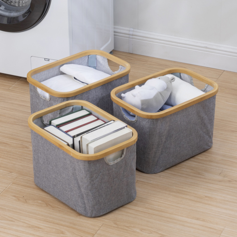 Cesta de almacenamiento hogar diario bambú frontera plegable diseño dormitorio al aire libre almacenamiento y acabado transfronterizo al por mayor