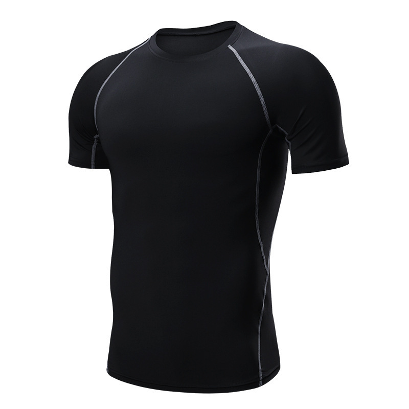Tight Clothes Men's Short-sleeved Vest High Elastic Quick-drying T-shirt Fitness Clothes Gym Running Basketball Training Base Fitness