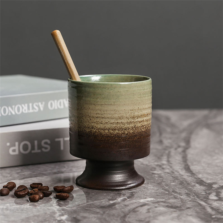Rustikale Keramik Kaffeetasse Mit Graffiti Vintage Frühstücksbecher_voghion.com