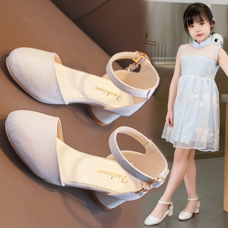 Girls' Half Sandals, Fashionable Princess Shoes, Summer 2026 New Style, Medium and Large Children's High Heels, Spring Style Girls' Single Shoes