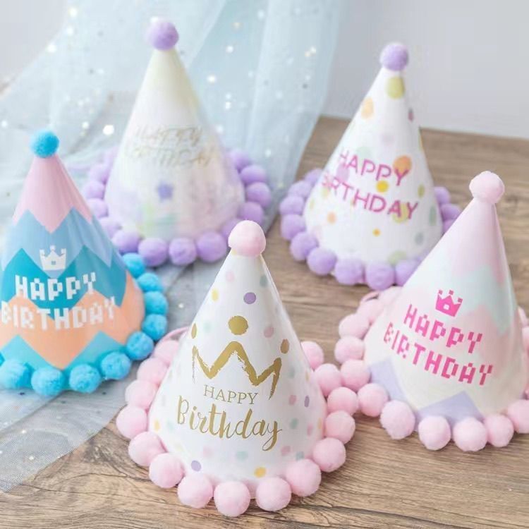 誕生日子供用ケーキベビーパーティーファーボールハットデコレーション大人女の子漫画1歳帽子帽子かわいい|undefined