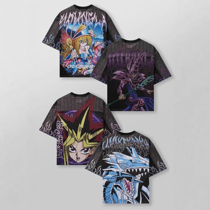 Youngla Joint Yu-Gi-Oh Men's Oversized T-Shirt Summer Gym Sports Leisure Fitness Short-Sleeved Top