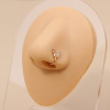 Zirconium, nose piercing with butterfly, copper nose clip, set, micro incrustation, 750 sample gold