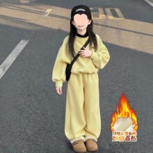 童装女童加绒卫衣套装秋冬款儿童保暖上衣卫裤两件套韩版中大童潮