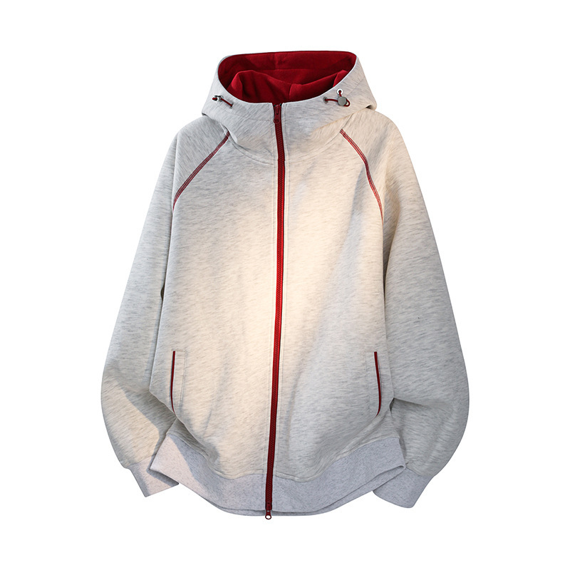 American-Style Heavyweight Hooded Sweatshirt for Men, 2026 New Spring and Autumn Couple's Color-Blocking Jacket, Casual Loose Cardigan for Women