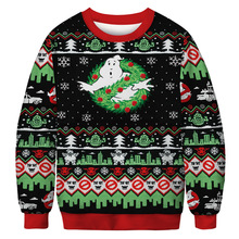 欧美外贸圣诞老人圣诞节服装瑞克与莫蒂3d数码印花长袖圆领卫衣