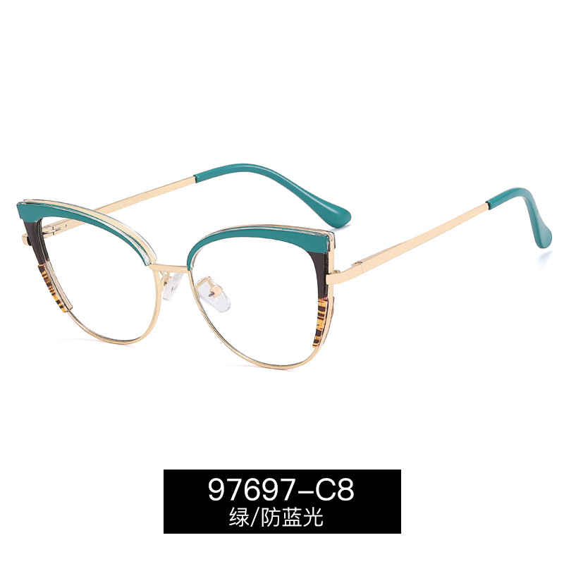 97697 transfronterizas nuevas gafas de ojo de gato Marco de moda de las mujeres en stock al por mayor miopía anti-azul luz gafas