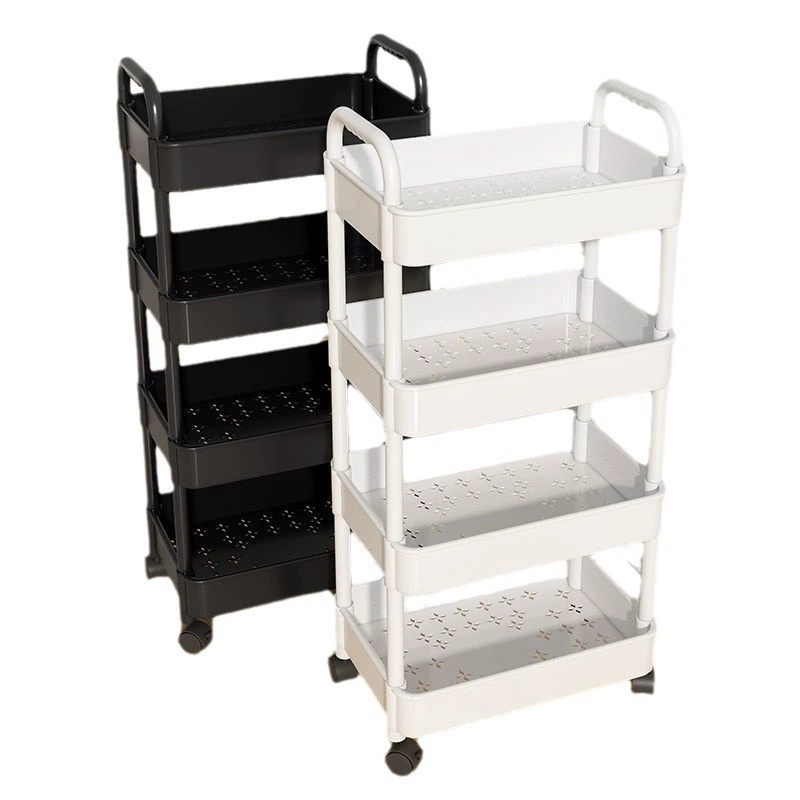 Multi-tier Storage Cart, Plastic Home Organizer, 2–5 Layers, Compact Rolling Trolley