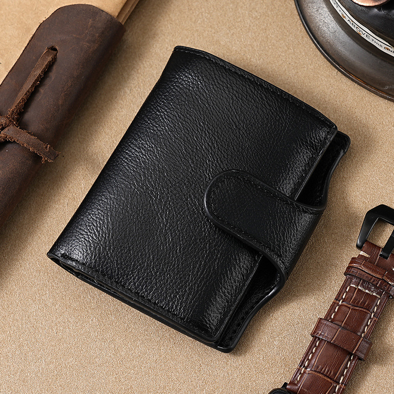 RFID anti-robo cepillo cartera multifuncional buckle mujer cartera PU doble metal cartera de hombre cartera de tarjetas cartera