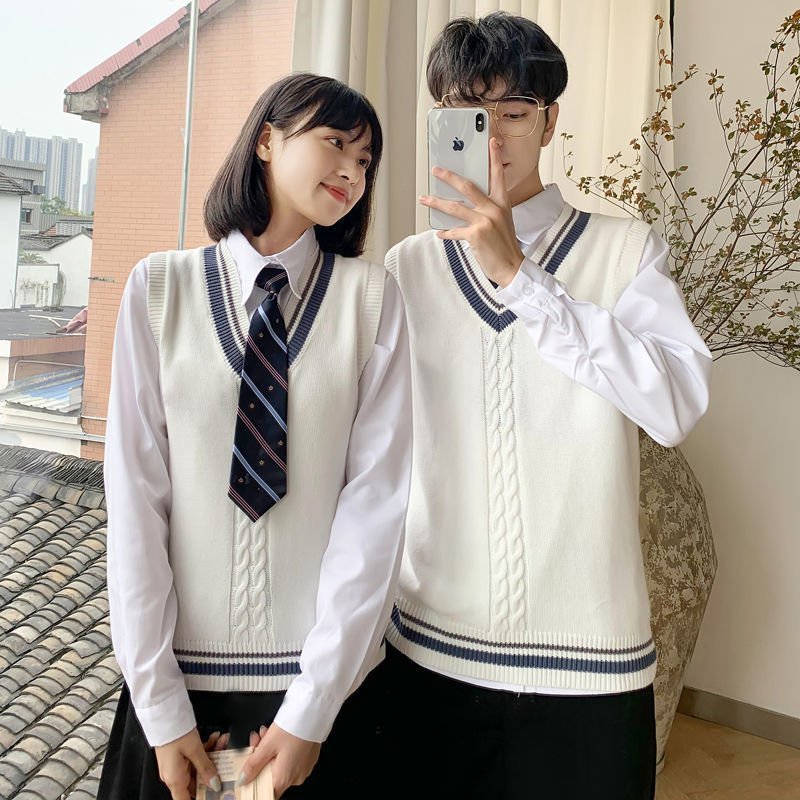 秋の制服セット 中高生制服 イギリス風カレッジスタイル JK 日本風制服 ワンピース セーター ロングスカート 韓国風|undefined