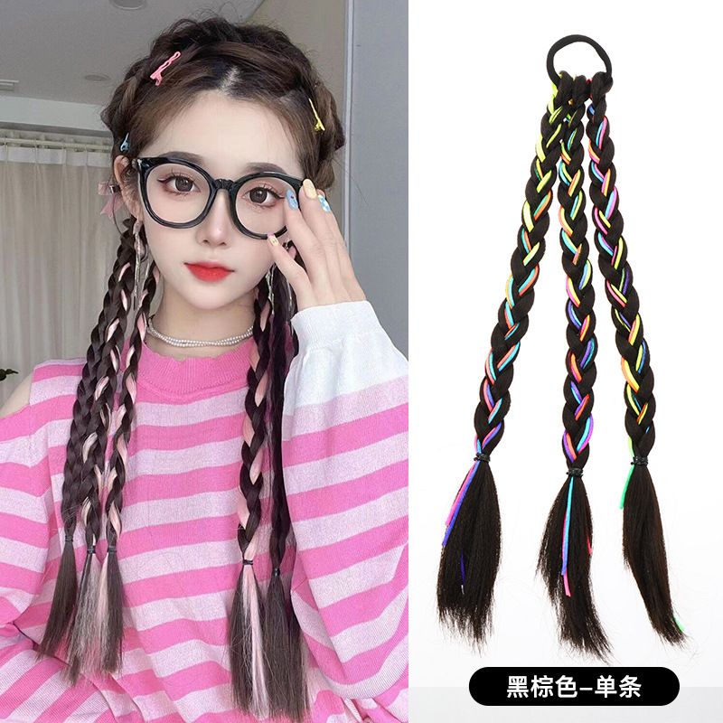 Pelo falso trenza hembra chica caliente trenza sucia Cola de Caballo dulce chica fresca giro natural trenza larga Internet celebridad trenza de boxeo trenza trenzada de cabello trenzado