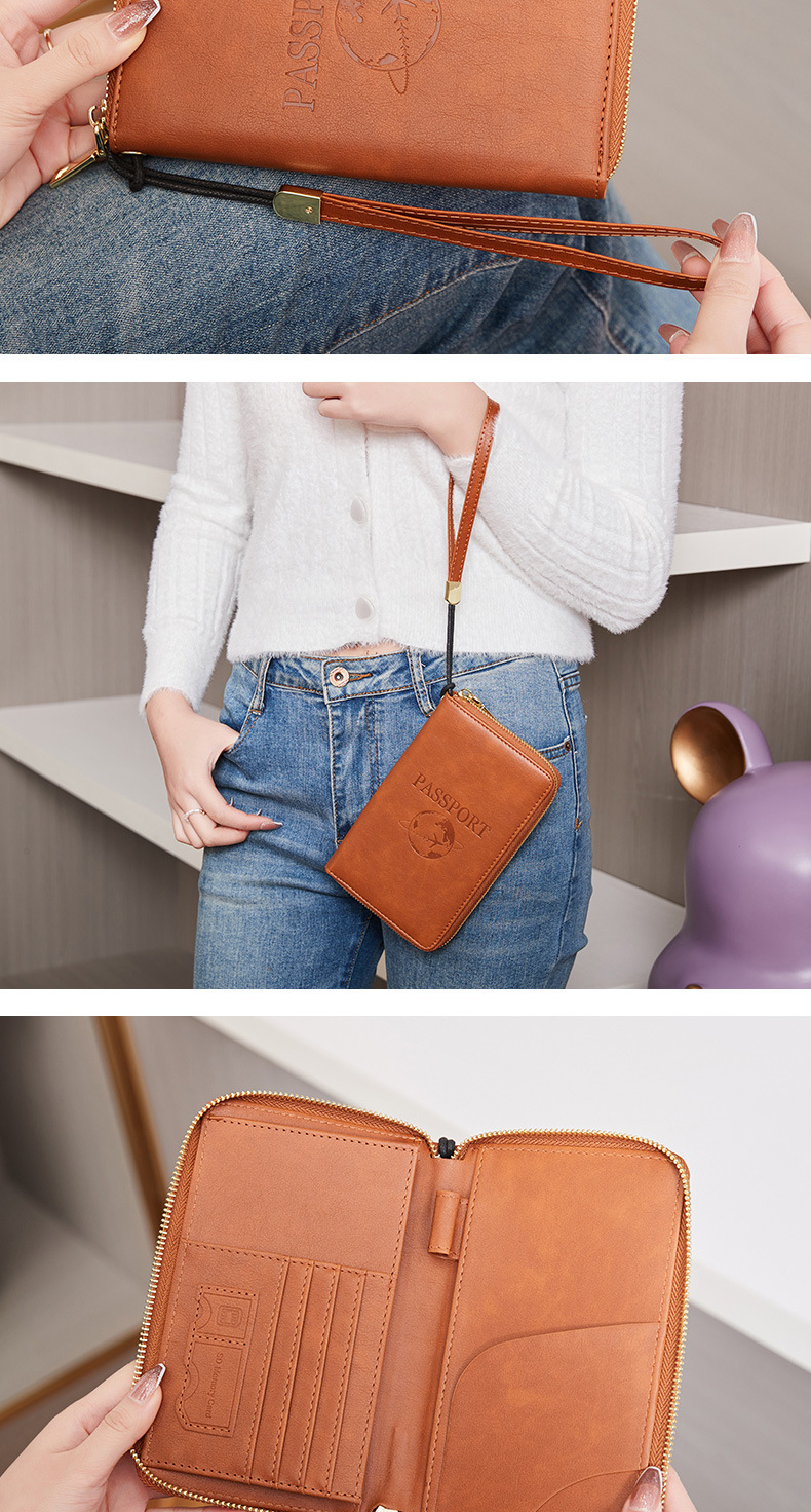 New RFID Passport Bag Long Zipper Passport Clip Ticket Multi Functional Travel Storage Document Bag_voghion.com