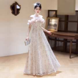 晚礼服女2026新款高级感主持人成人礼宴会气质晚装新娘订婚敬酒服