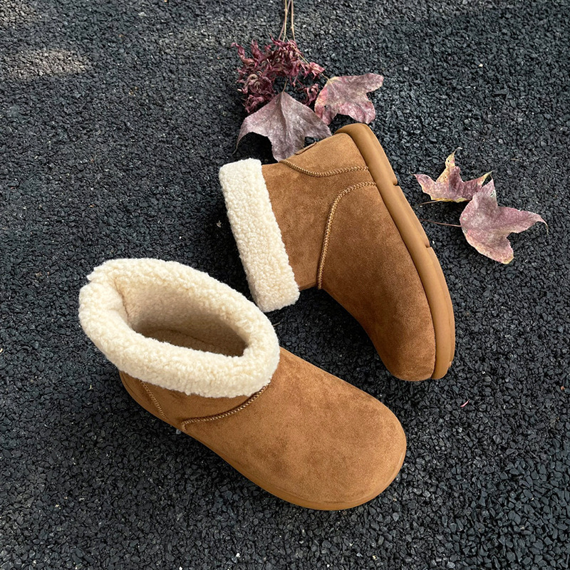 Stivali da neve da donna in vera pelle di pecora 2025, stivaletti invernali foderati in pile in stile britannico, scarpe casual antiscivolo_voghion.com