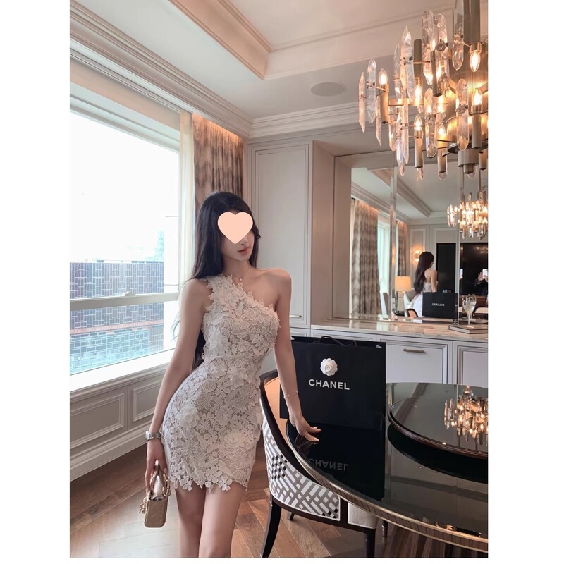 Okmashop White Rose Whisper Off-Shoulder Dress for Women, Spring/Summer Style, Hollow Lace, Pure Desire Off-Shoulder Dress Okmashop White Rose Whisper Off-Shoulder Dress for Women, Spring/Summer Style, Hollow Lace, Pure Desire Off-Shoulder Dress