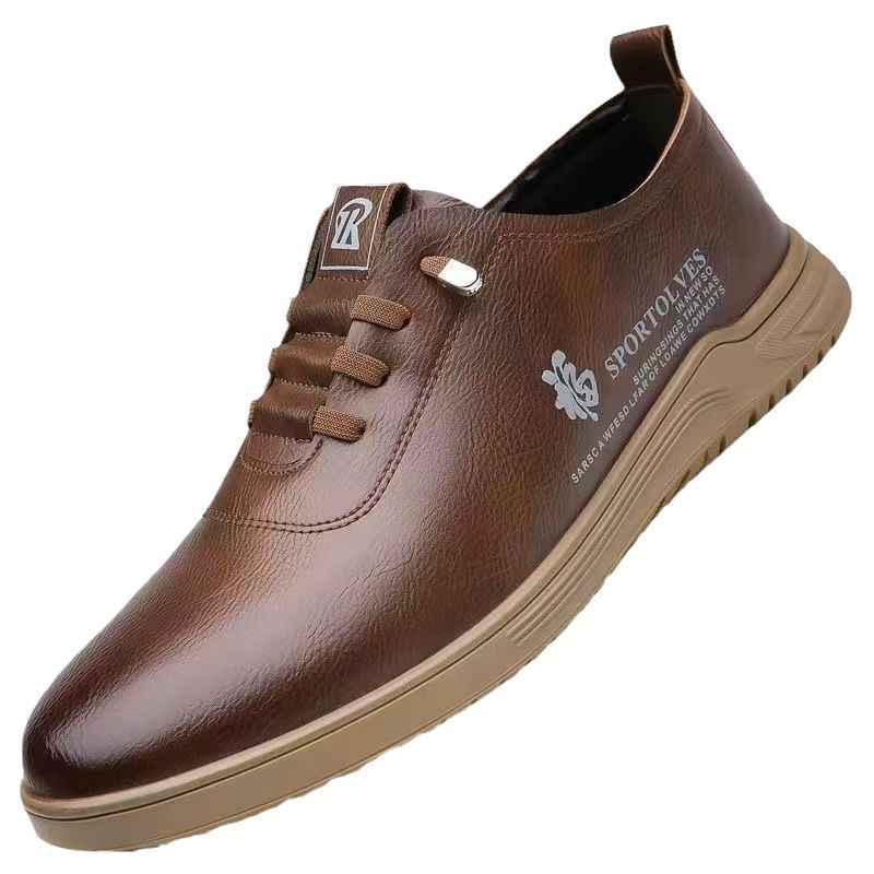 Zapatos de cuero estilo británico, mocasines, modernos, casuales, gruesos, ligeros, sin cordones para conducir, para papás de mediana edad y mayores, zapatos de trabajo a la moda.