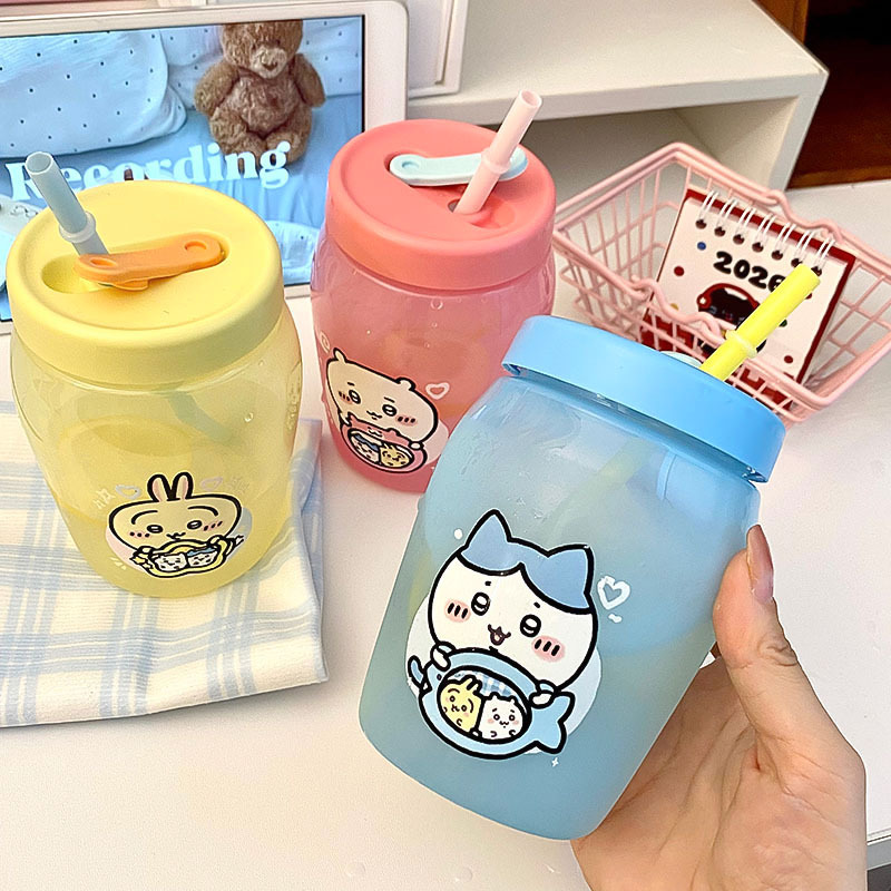 지이카와 550ml 대용량 빨대컵 어린이 휴대용 물컵 흘림 방지