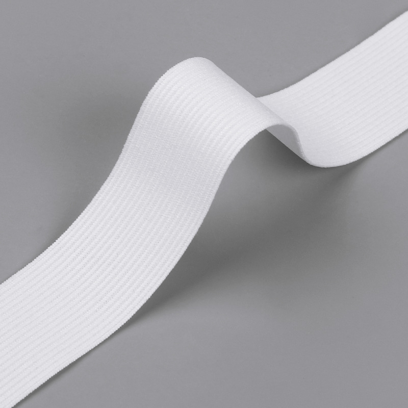 三丁厂家批发高弹力黑白钩编松紧带平纹扁橡筋针织松紧婴儿裤腰弹详情11